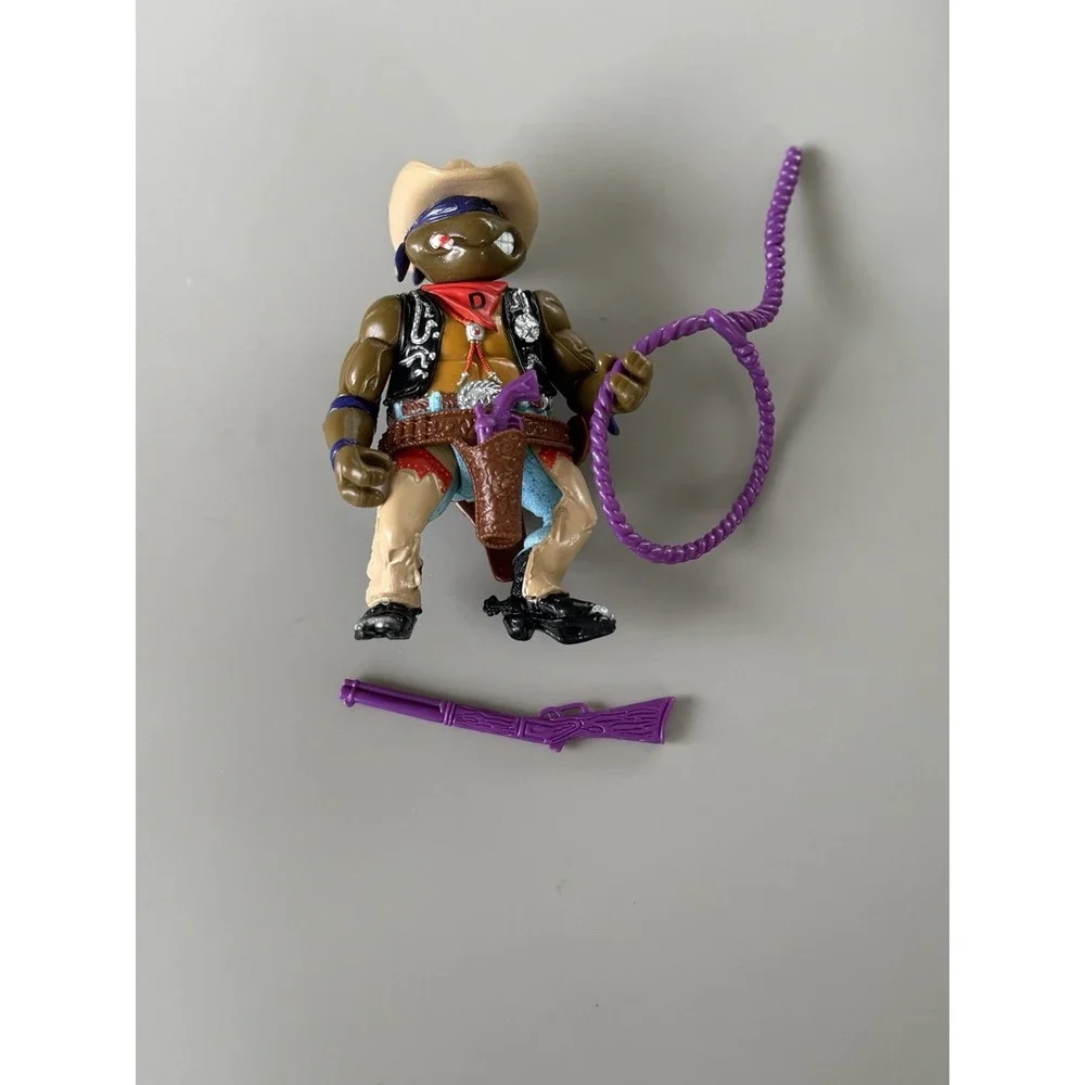 1992 TMNT Teenage Mutant Ninja Turtles Crazy Cowboy Don & 3 Accessories